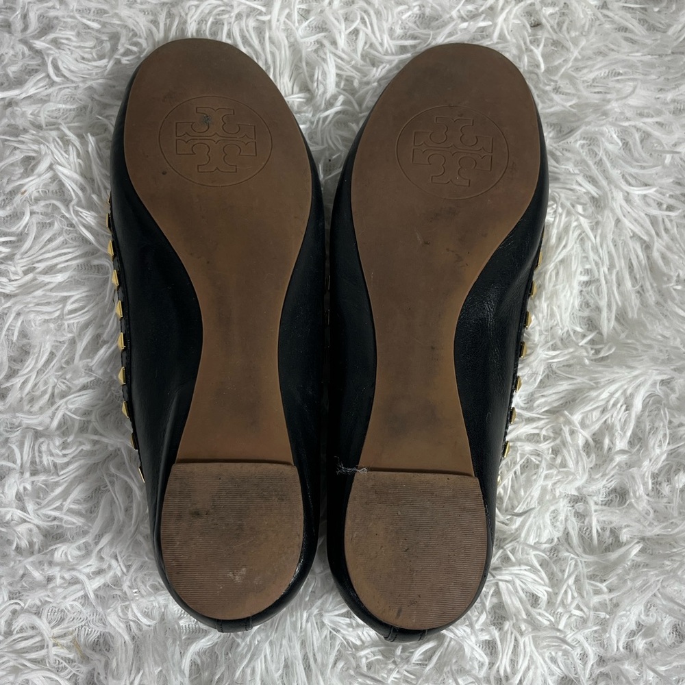 Tory Burch Black Flats Dale Gold Studs Flats - Picture 9 of 11
